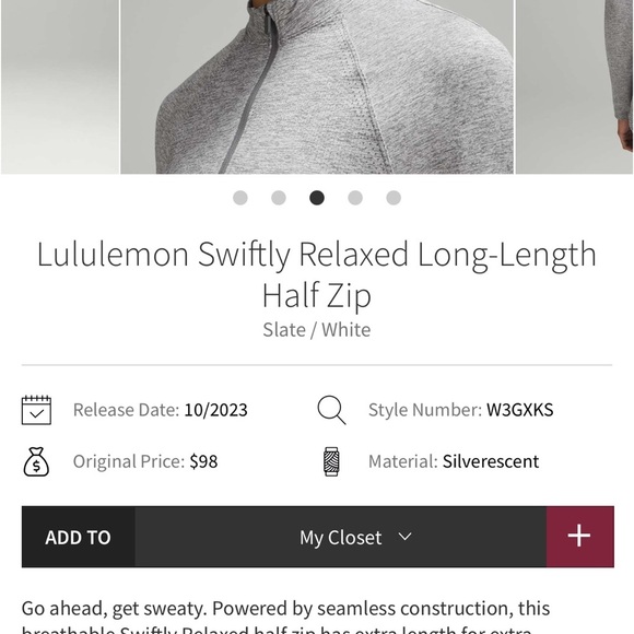 Lululemon Athletica Swiftly Relaxed Gray Long Sleeve half-zip - Picture 8 of 10